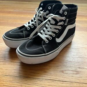 Vans Black and White High-Top Sneakers